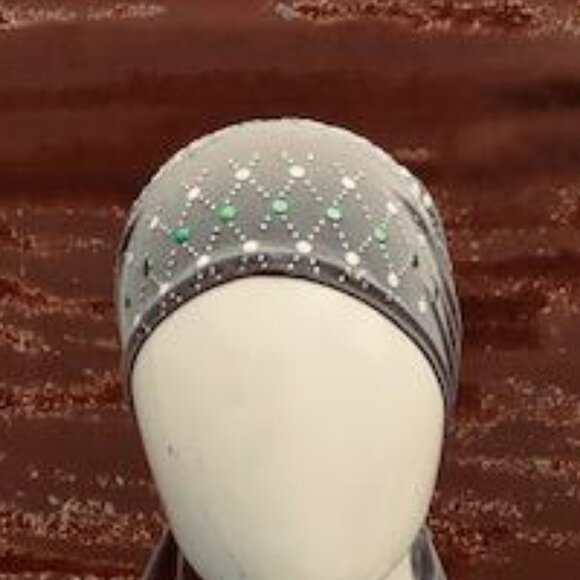 GREY Pre-Tied Stud Fashion Cap Slip On Bonnet Hijab Undercap #5 - Picture 3 of 3